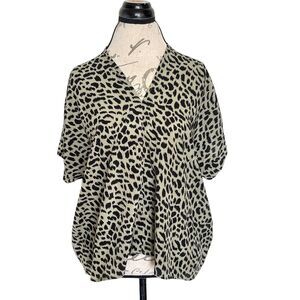 Newbury Kustom Womens Blouse Sz Small Leopard Print Mob Wife Gothic Punk Jersey